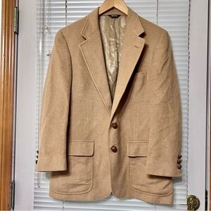 Bill Blass VTG 100% Camel Hair Wool Blazer Sport Coat Tan Size Large